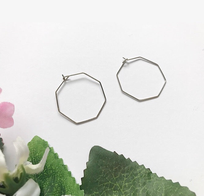 Silver Geometric Hoop Earrings