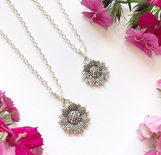 Silver Sunflower Necklace