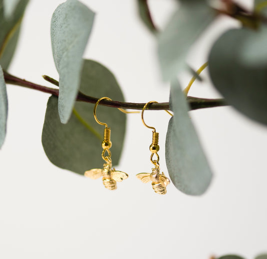 Gold Bumble Bee Earrings