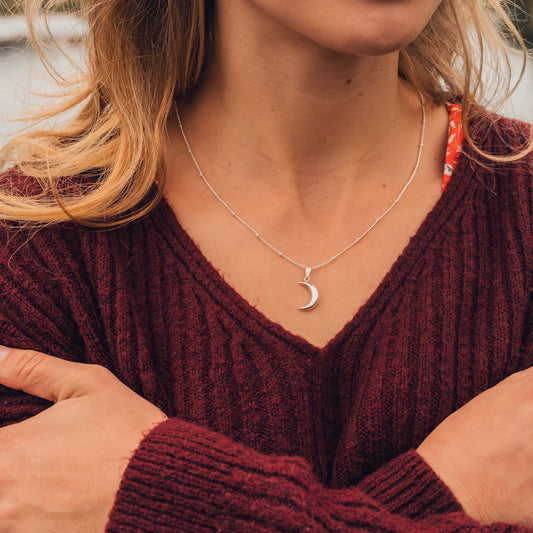 Silver Crescent Moon Necklace