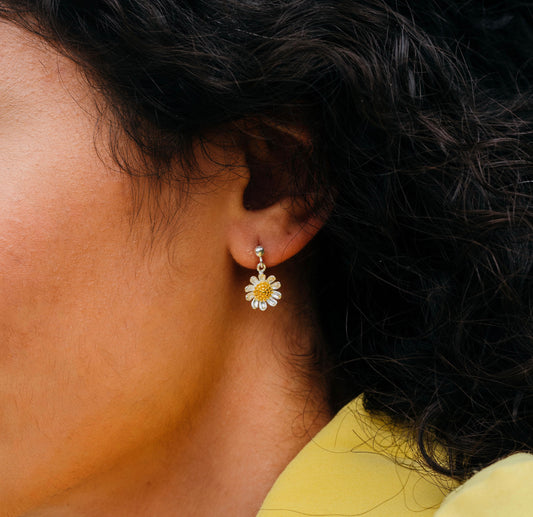 Sterling Silver Daisy Earrings