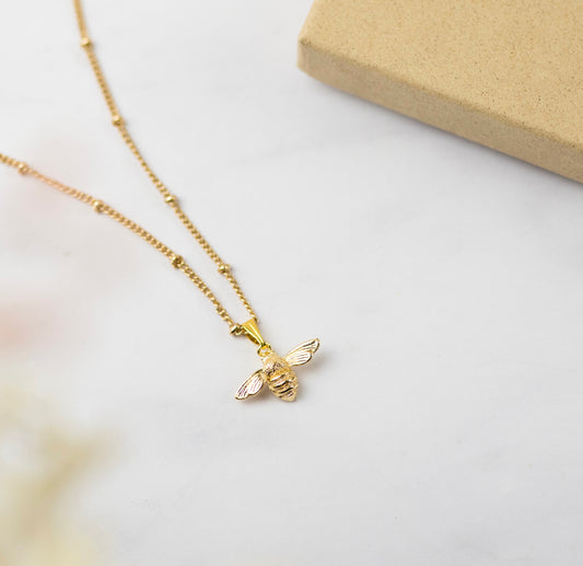 Gold Bumble Bee Necklace