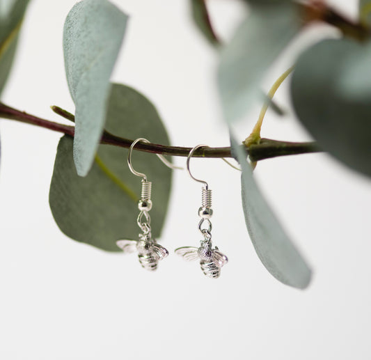 Silver Bumble Bee Earrings