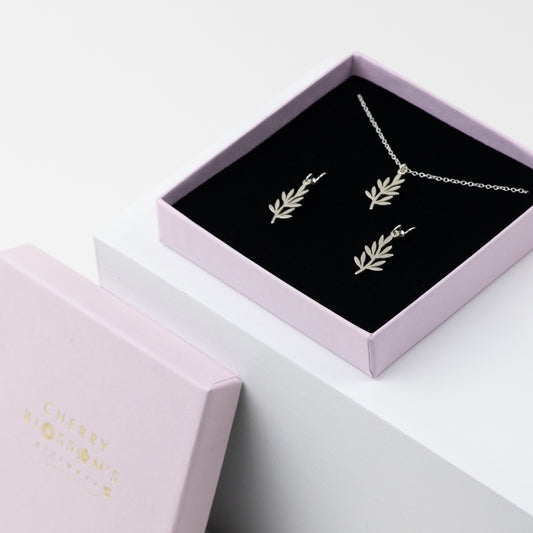 Sterling Silver Leaf Jewellery Set