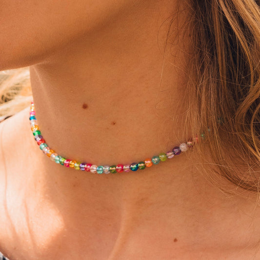 Rainbow Beaded Choker