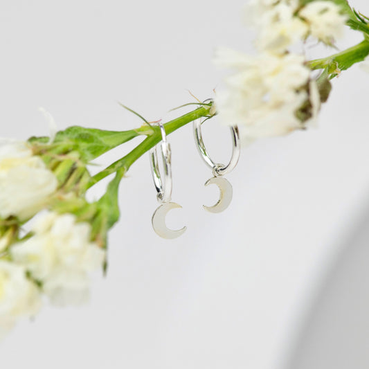 Sterling Silver Moon Hoop Earrings