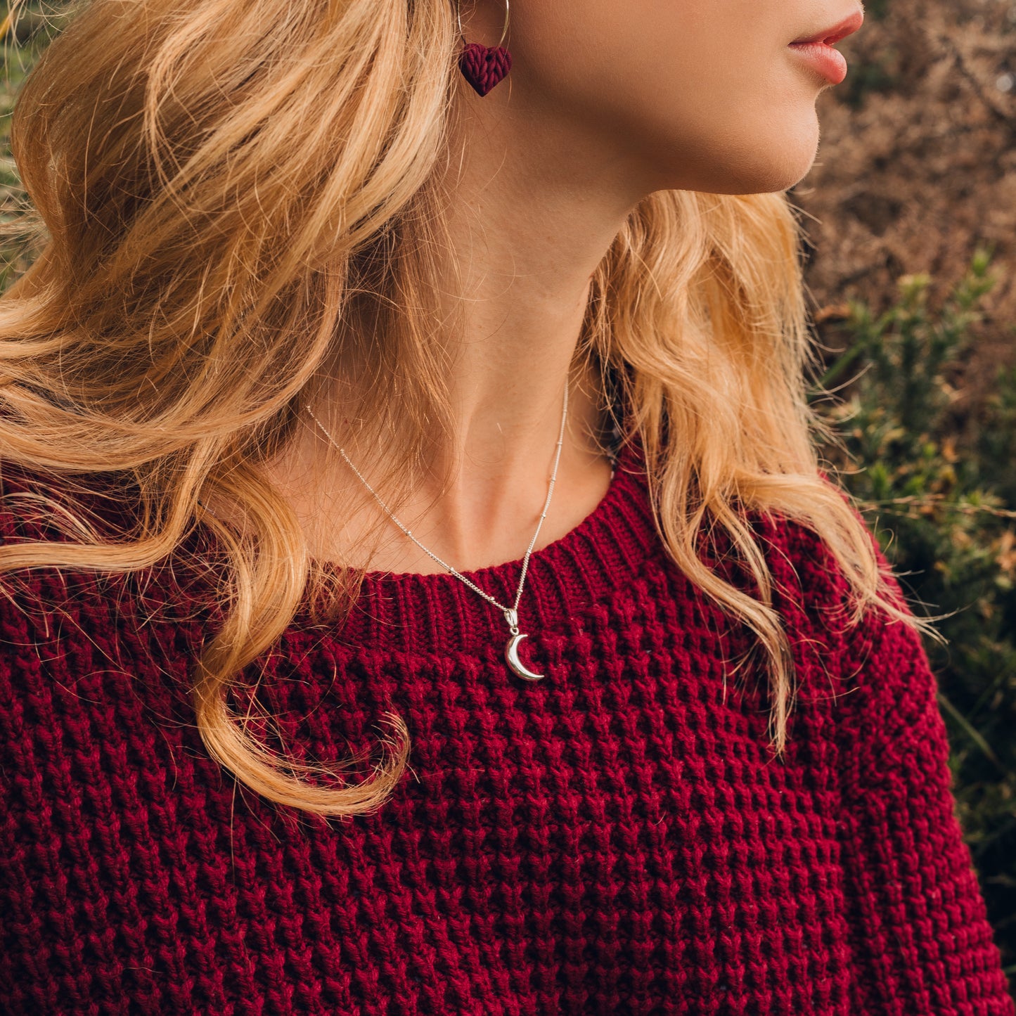 Silver Crescent Moon Necklace