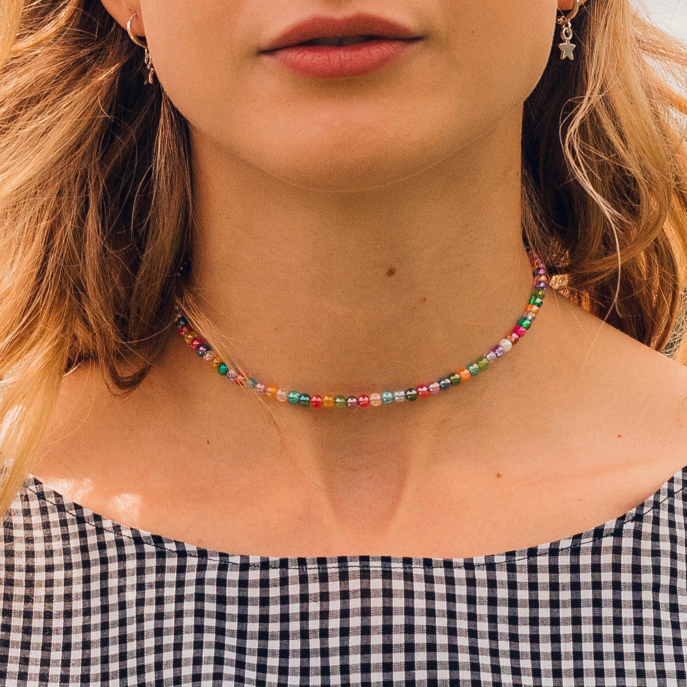 Rainbow Beaded Choker
