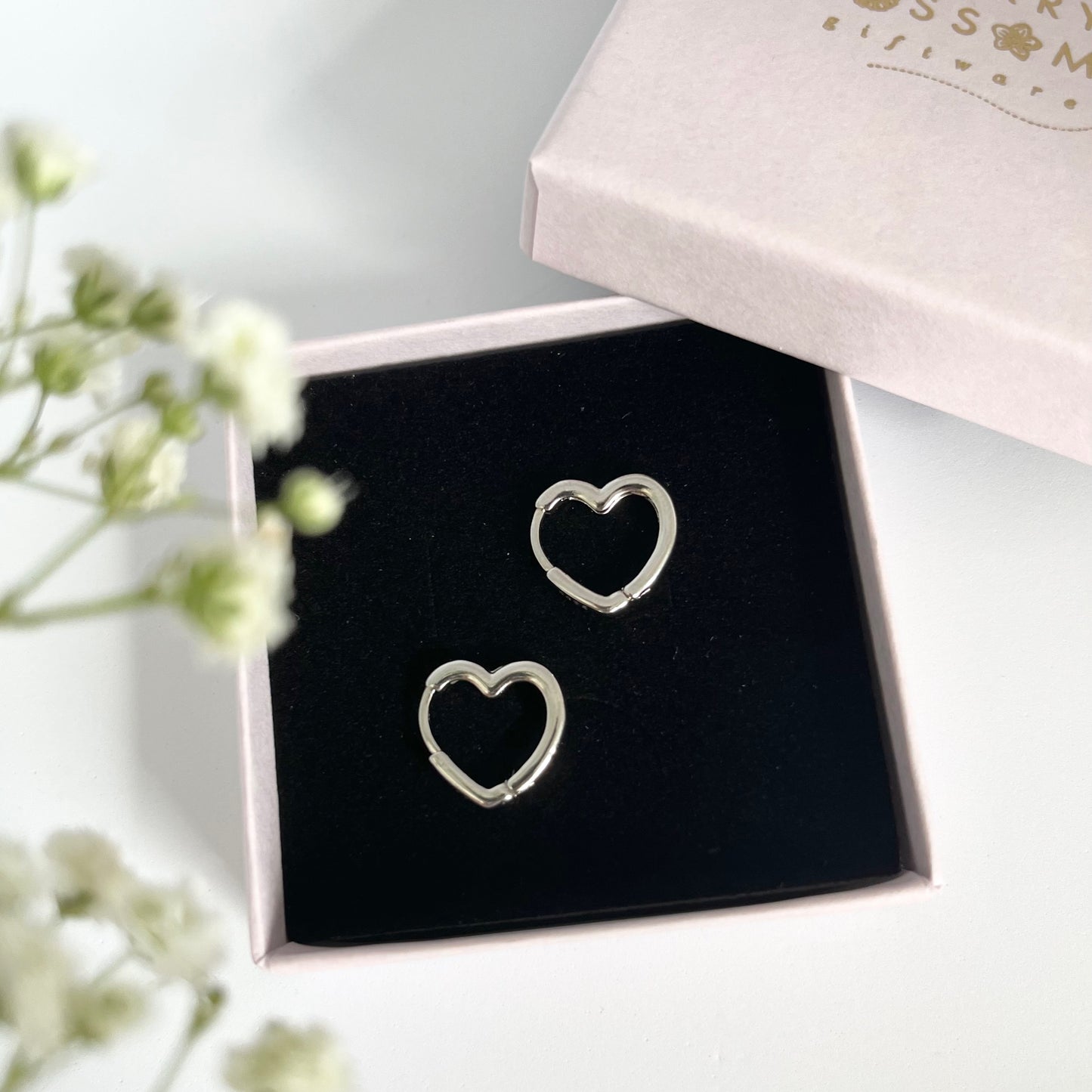 Sterling Silver Heart Hoops