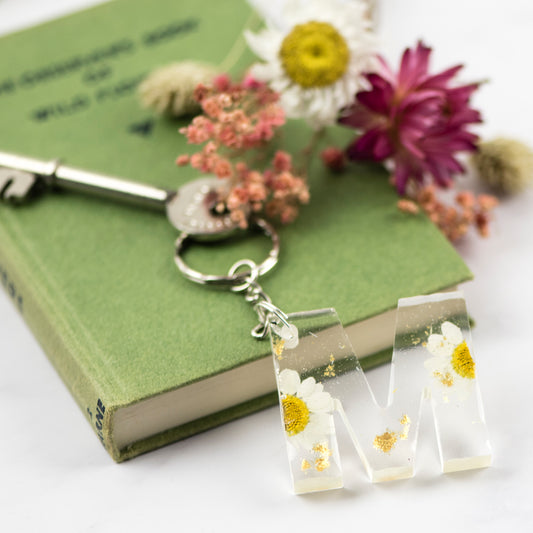 Daisy and Gold Initial Keyring