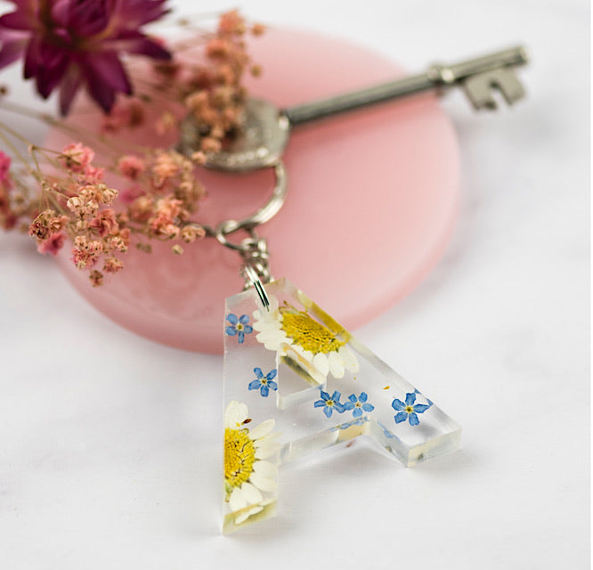Daisy and Forget Me Not Initial Keyring