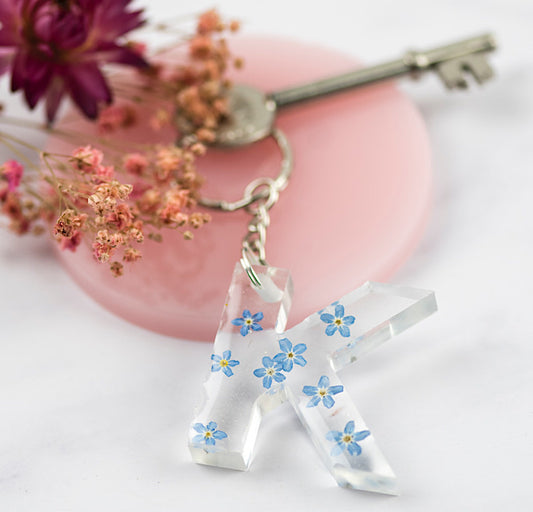 Forget Me Not Initial Keyring
