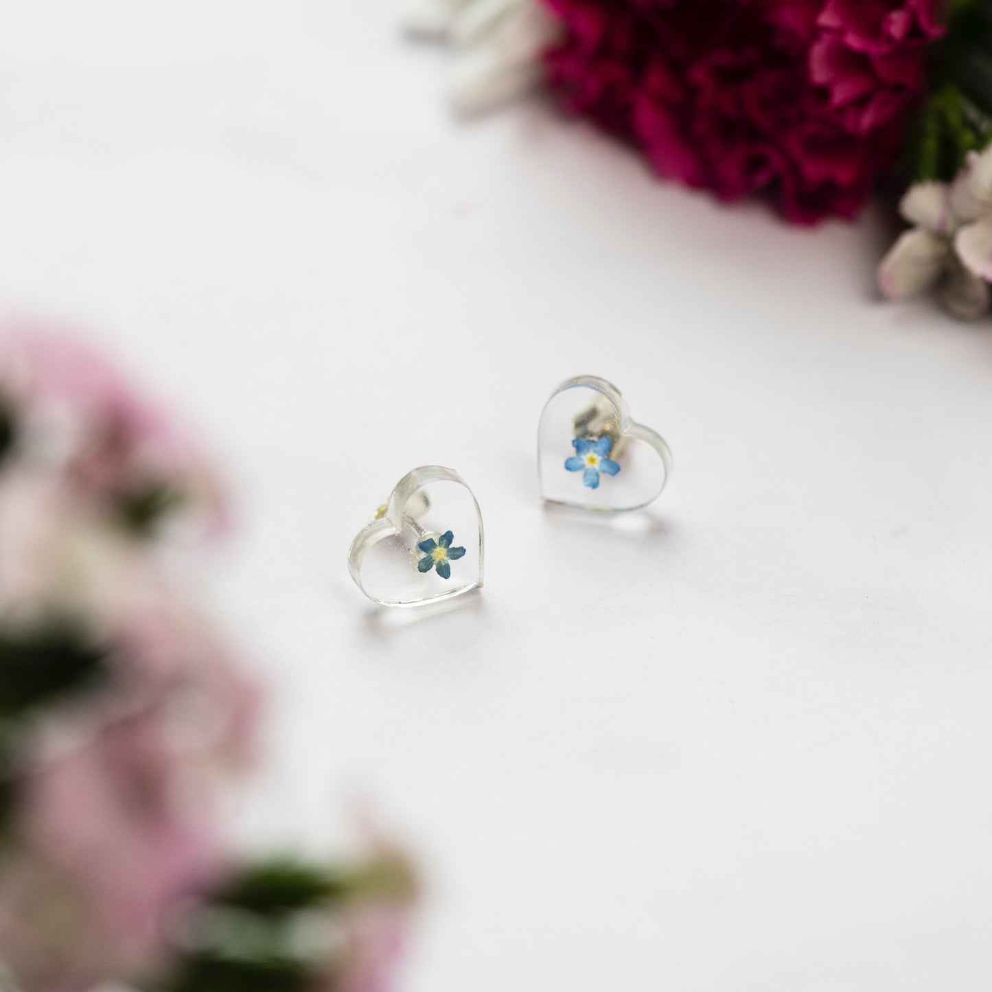 Heart Forget me not studs