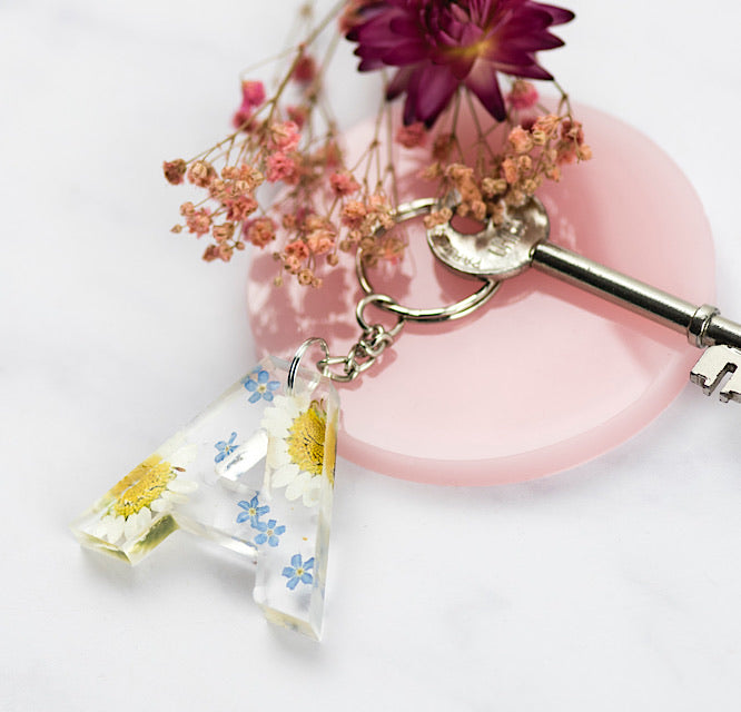 Daisy and Forget Me Not Initial Keyring