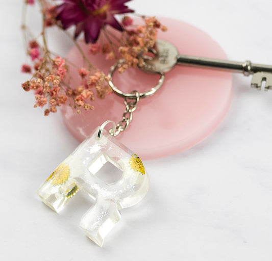 Daisy and Silver Initial Keyring