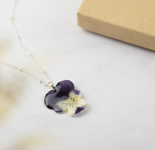 Silver Pansy Necklace