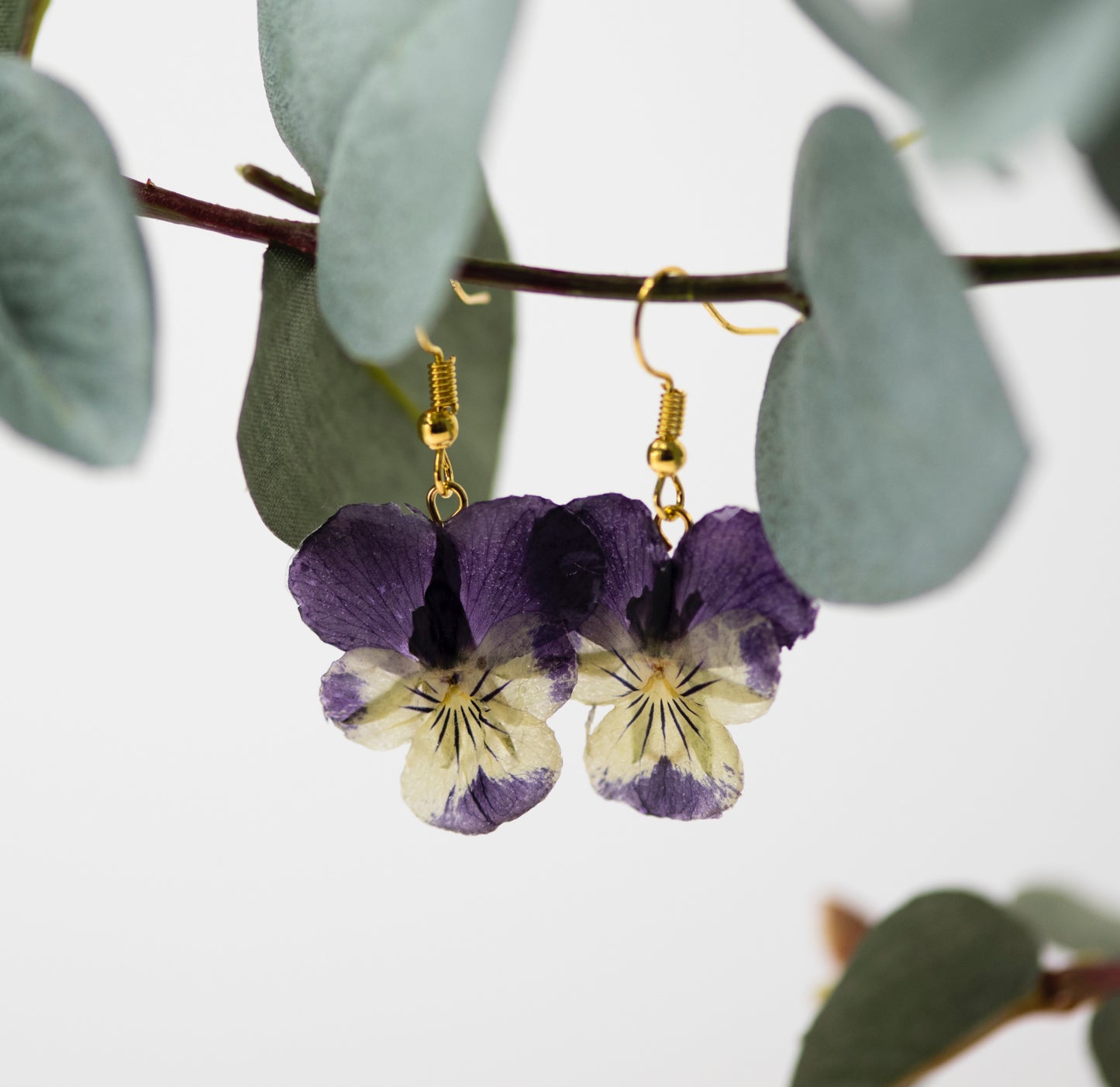 Gold Pansy Earrings